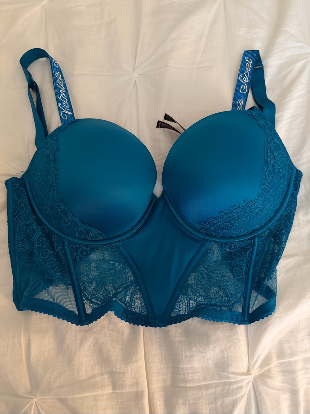 Victoria's Secret Teal Lace Longline Bra
